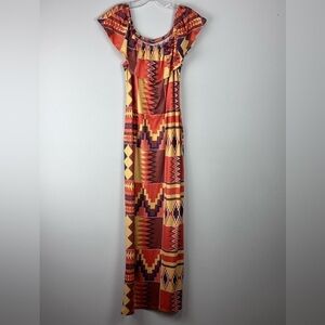 Women's Off Shoulder Geometric Print Maxi Dress